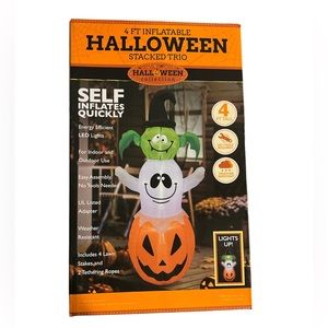 New 4 FT Inflatable Halloween Stacked Trio